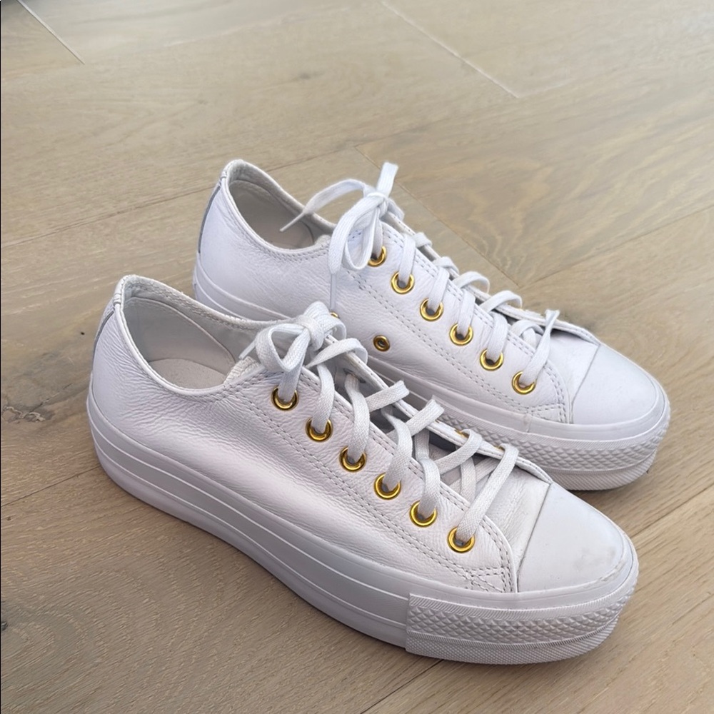 White All Star Converse Platform Sneakers